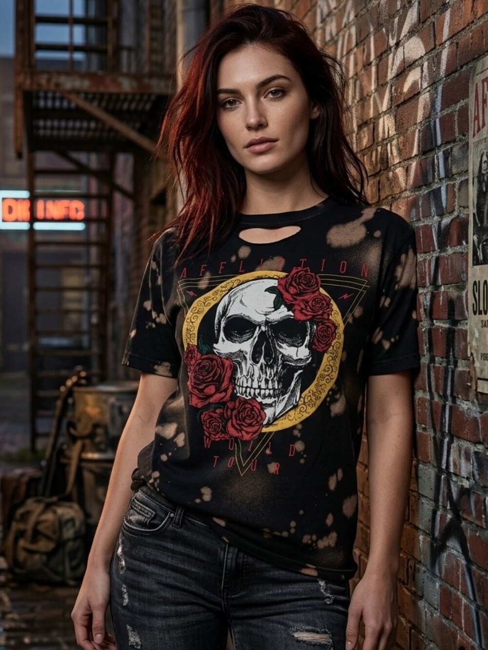 Affliction Skull World Tour Distressed Tee